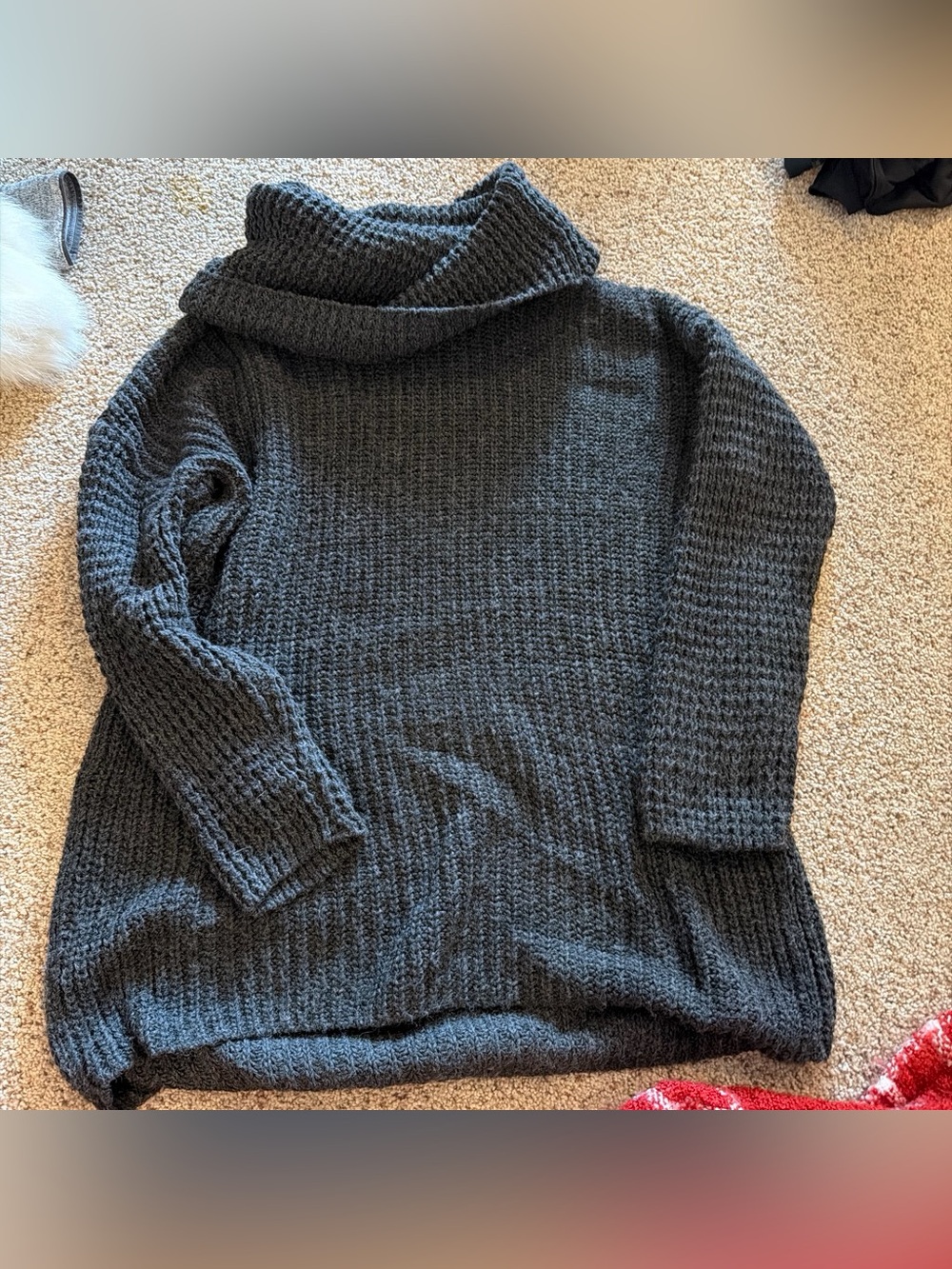 H&M Dark Charcoal Cowl Neck Knit Sweater